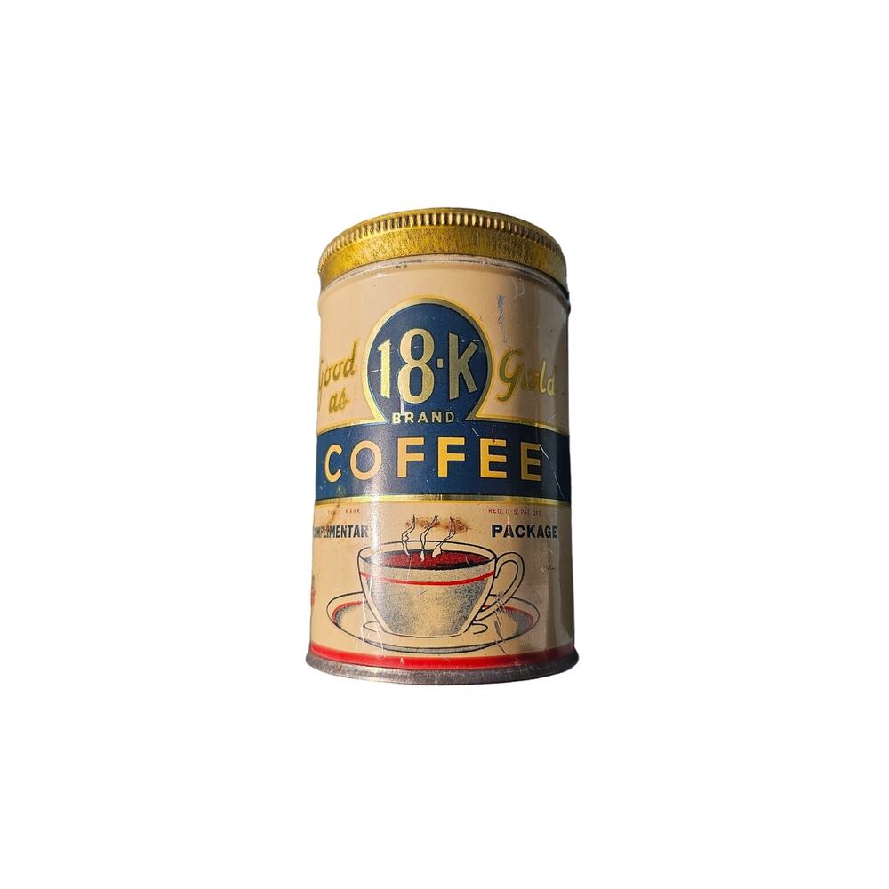 Vintage 18K‎ Brand Tin coffee complimentary can piggy bank